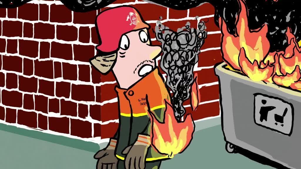 2. Ib släcker brandmannen