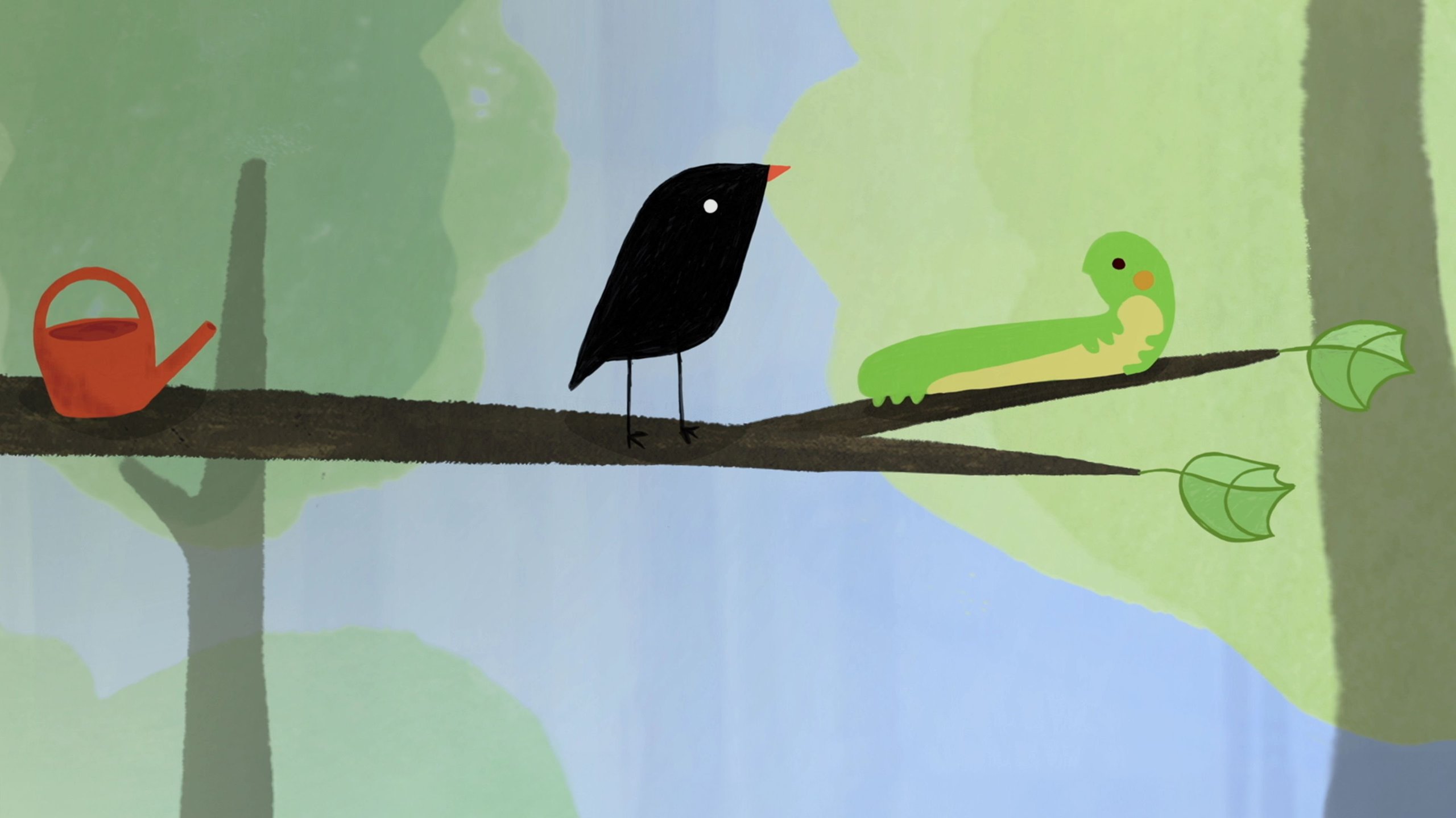 Der kleine Vogel und die Raupe