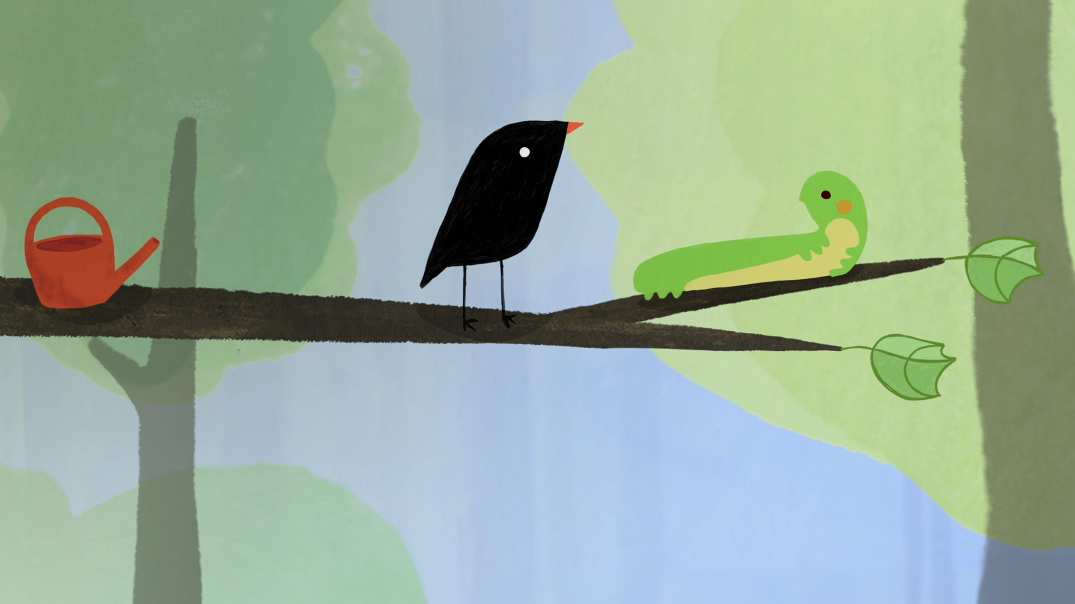 Der kleine Vogel und die Raupe