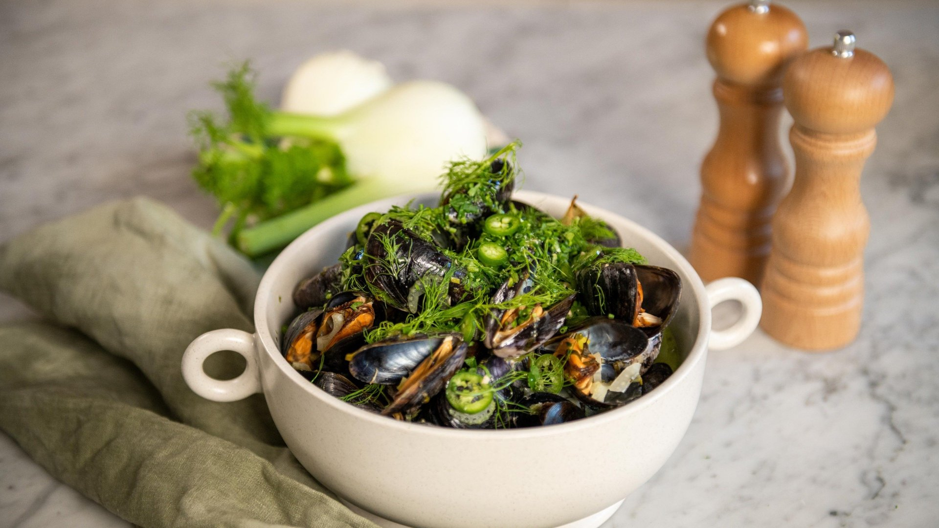 4. Fabians gröna moules marinière