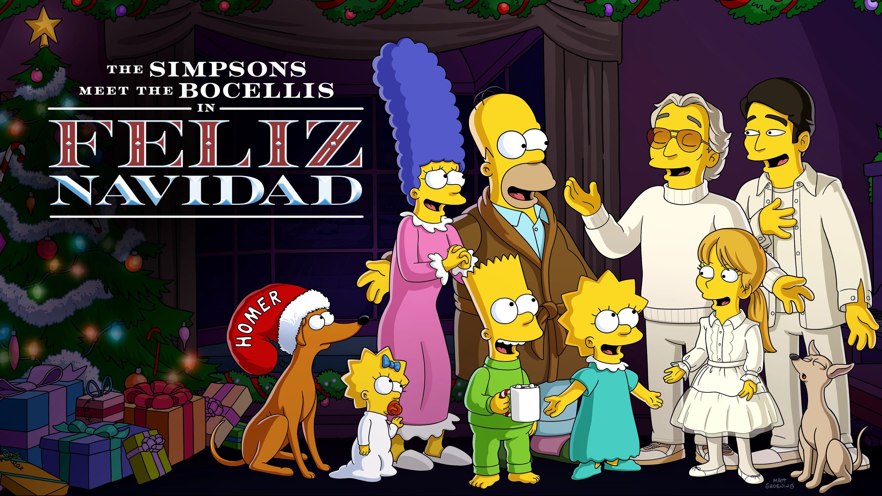 The Simpsons meet the Bocellis in “Feliz Navidad”