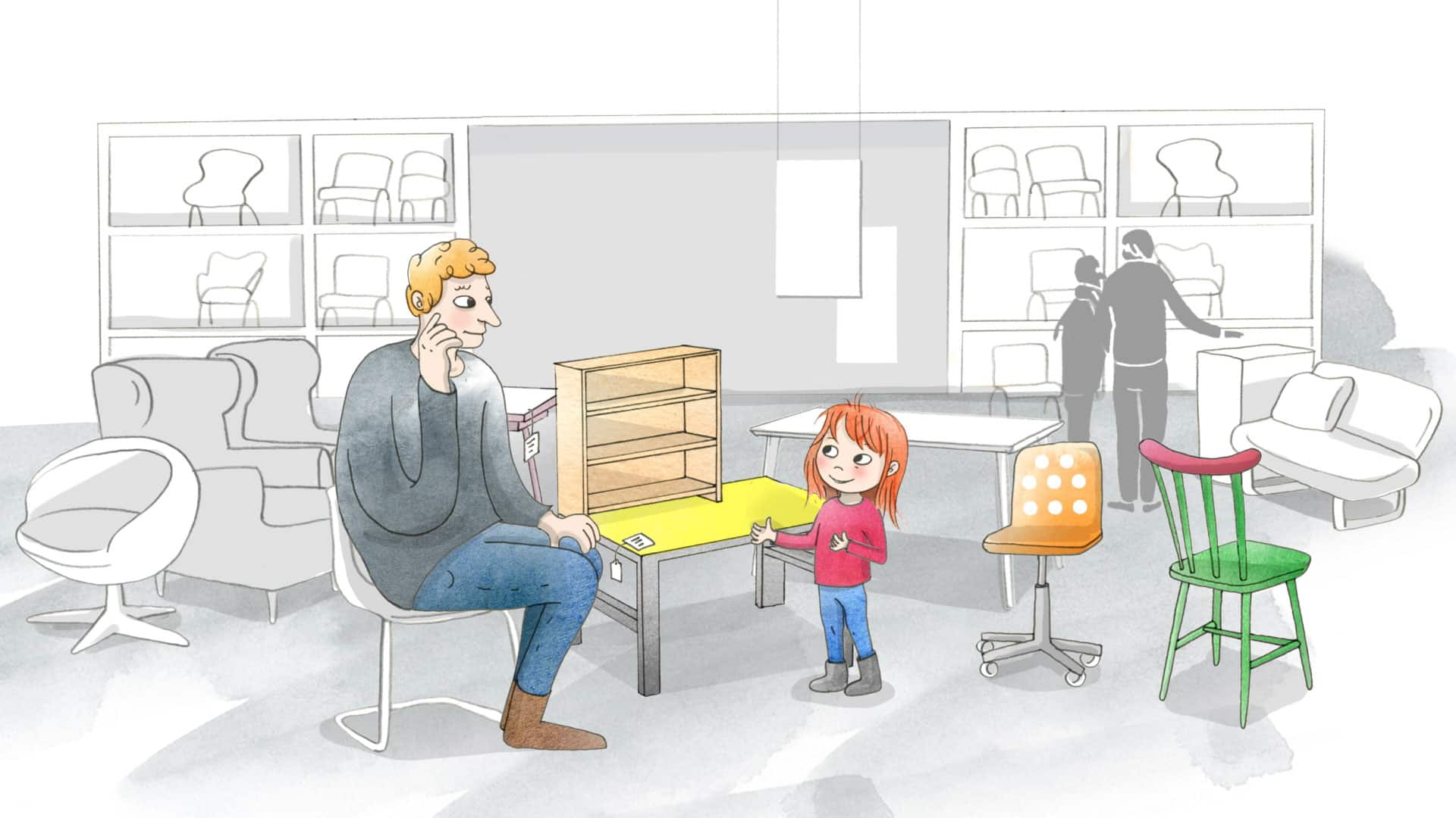 8. Små bord och en främmande mamma