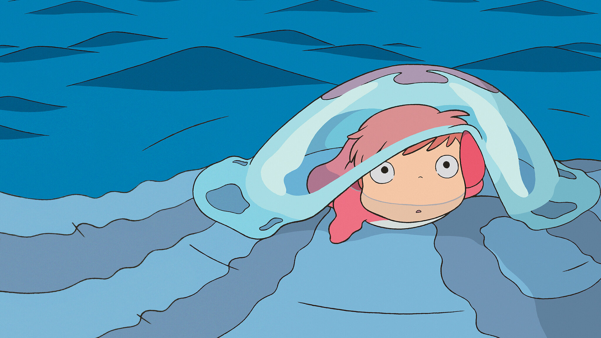 Ponyo på klippan vid havet